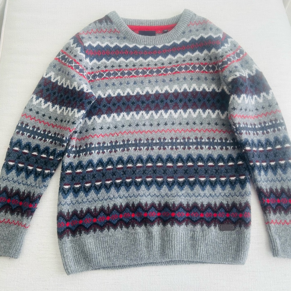Barbour Kids Wool Fair Isle Patterned Crewneck Sweater (M, 8/9)